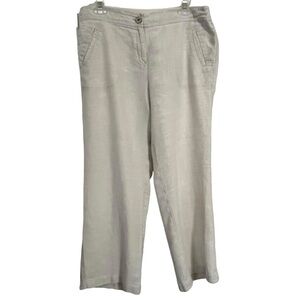 Chico’s 100% Linen Khaki Cropped Pants Size 1 (M/8)